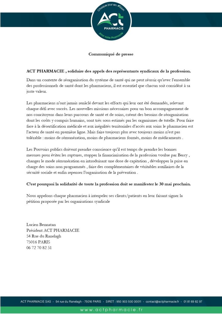 Communiqué de Presse