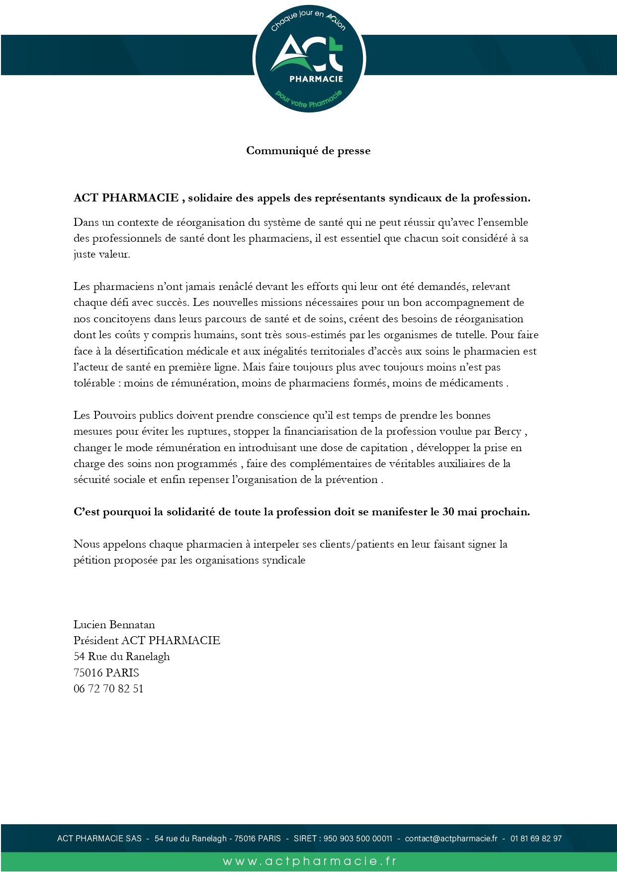 Communiqué de Presse